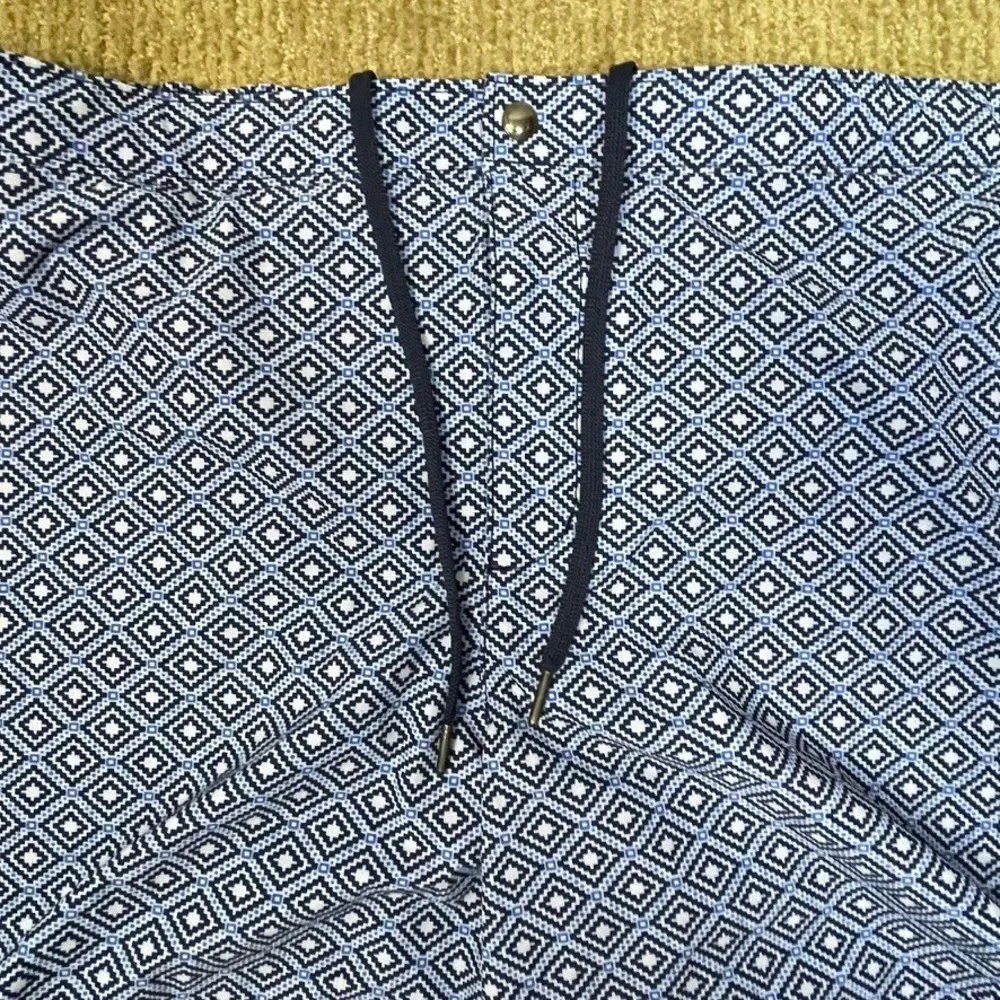 Lands End Mens Swim Shorts Blue‎ White Geometric Casual Everyday Wear Size XXL